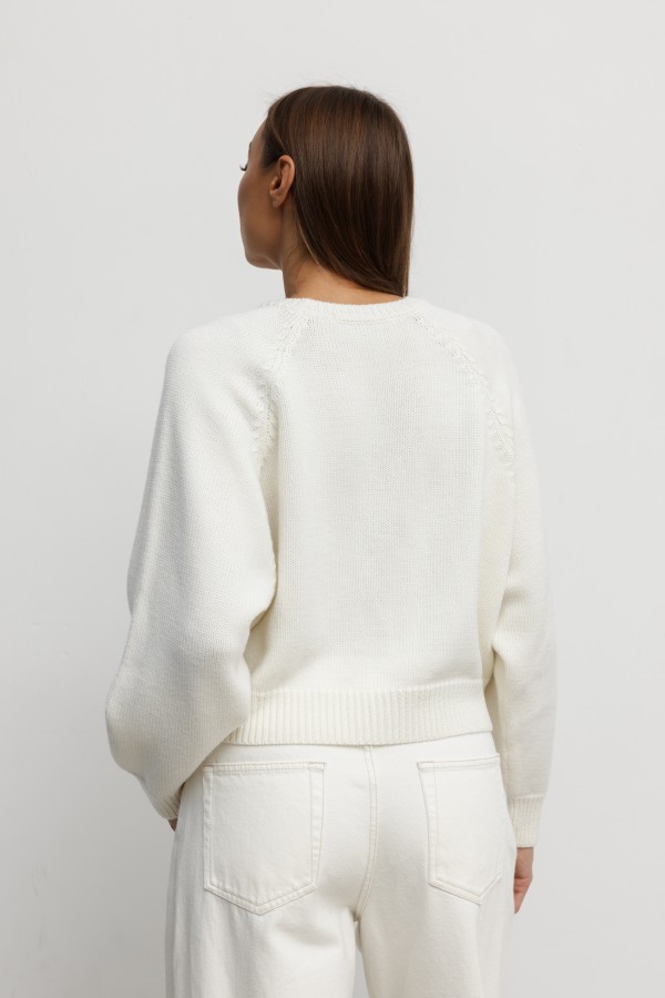 Rick Merino Wool Sweater Ecru