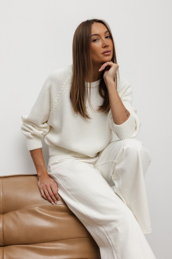 Rick Merino Wool Sweater Ecru