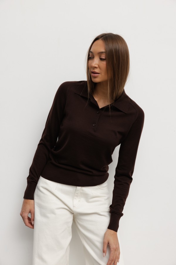Viggo Wool Collared Blouse Brown
