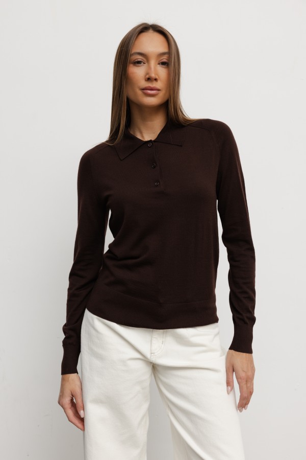Viggo Wool Collared Blouse Brown