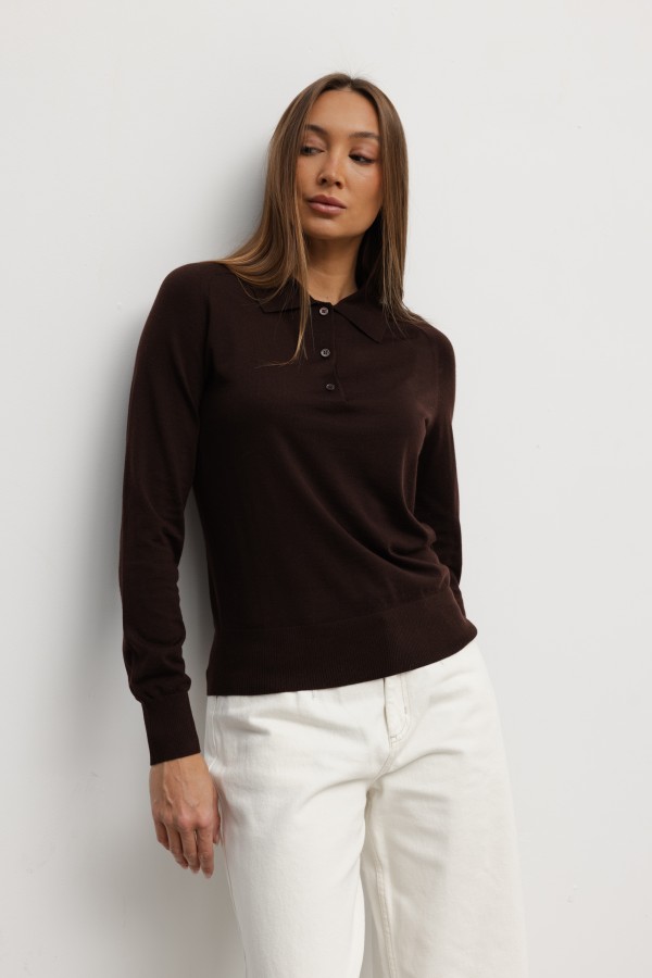 Viggo Wool Collared Blouse Brown