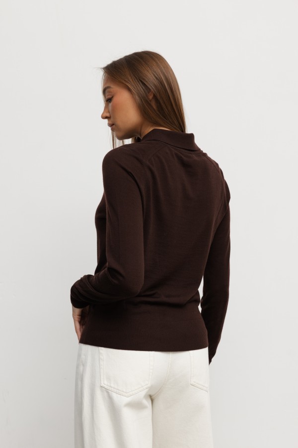 Viggo Wool Collared Blouse Brown