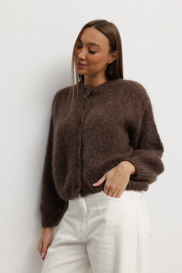Eric Mohair Cardigan Milk Chocolate