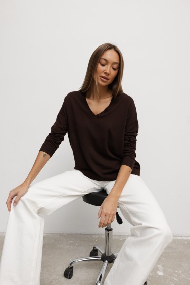 Lars Sweter Z Wełny Brązowy