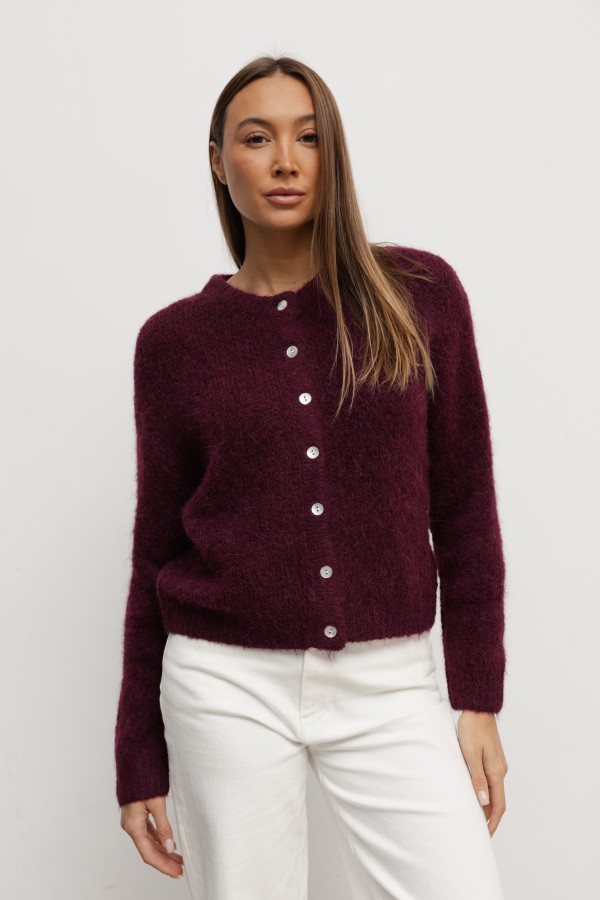 Oskar Kardigan Z Alpaką Plum