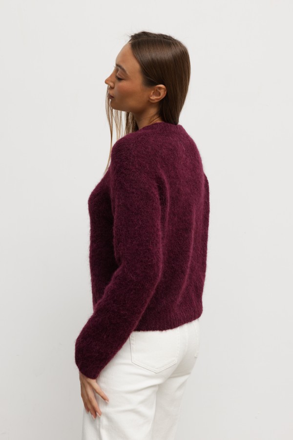 Oskar Kardigan Z Alpaką Plum