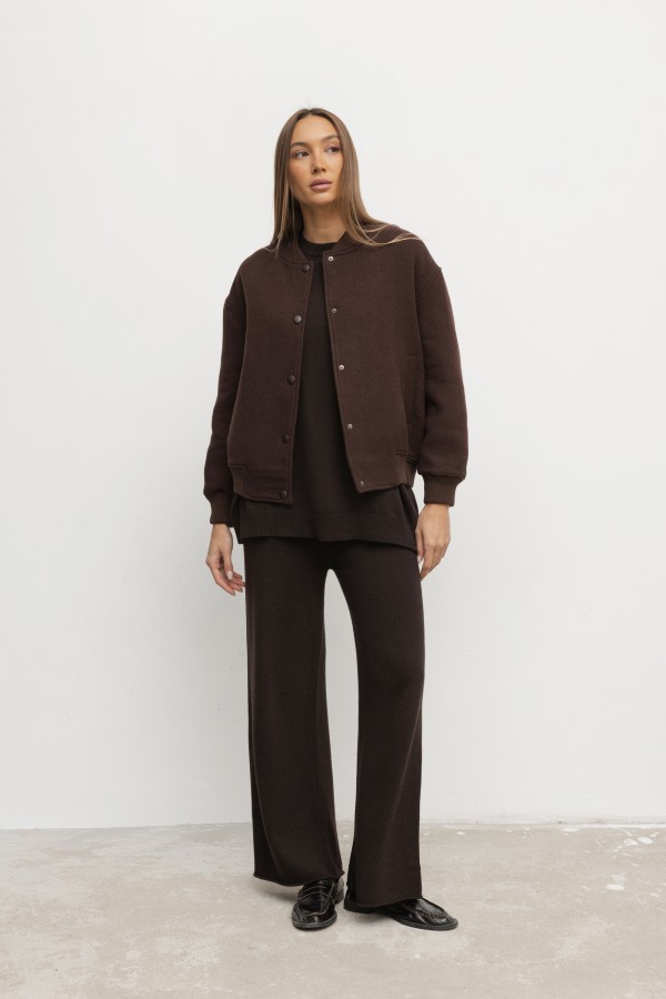 Nate Wool Bomber Jacket Brown