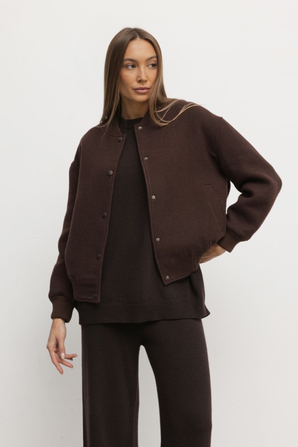 Nate Wool Bomber Jacket Brown