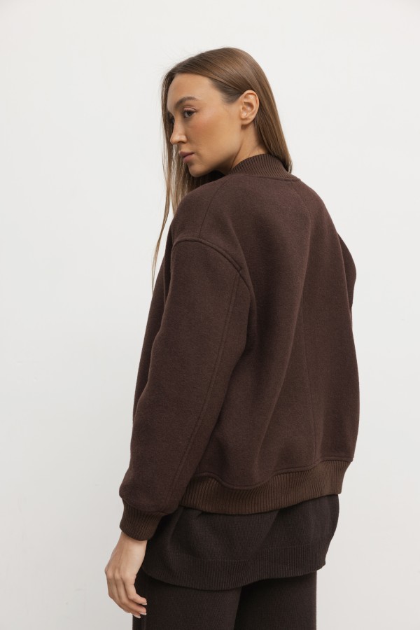 Nate Wool Bomber Jacket Brown