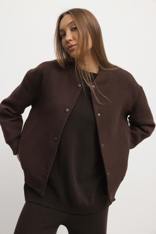 Nate Wool Bomber Jacket Brown
