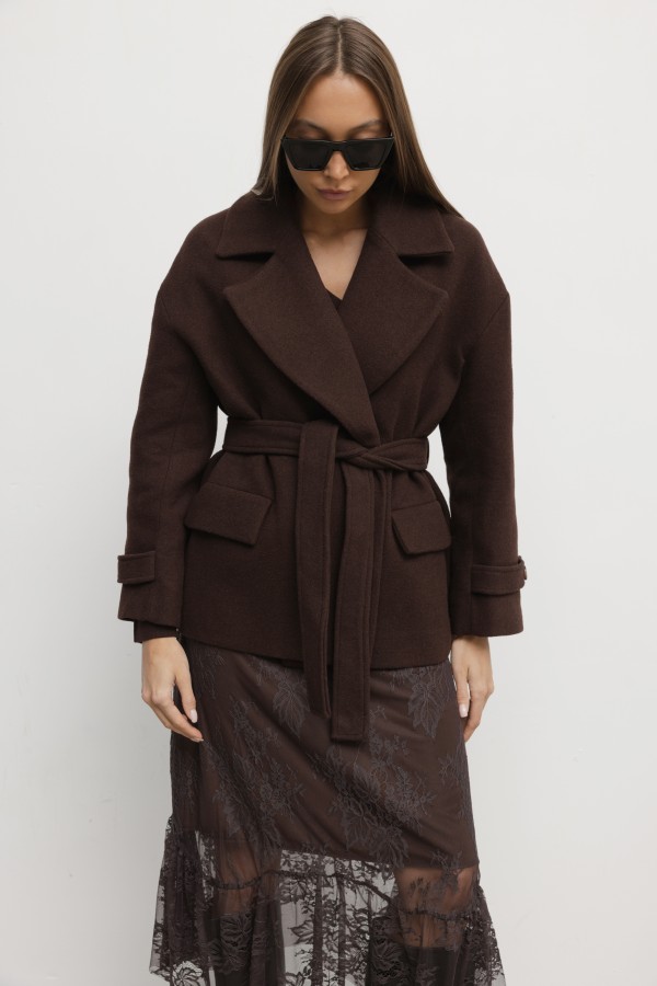 Soraya Spódnica Koronkowa Brązowa