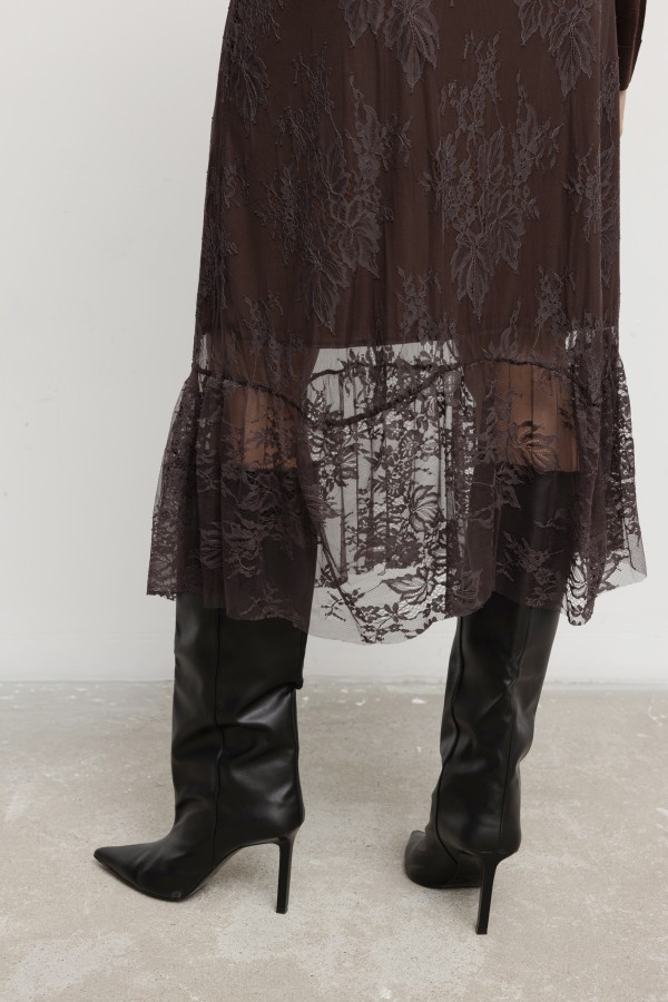 Soraya Spódnica Koronkowa Brązowa