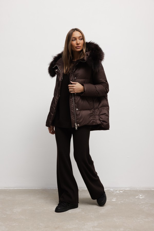 6539 Kurtka Puchowa Brąz