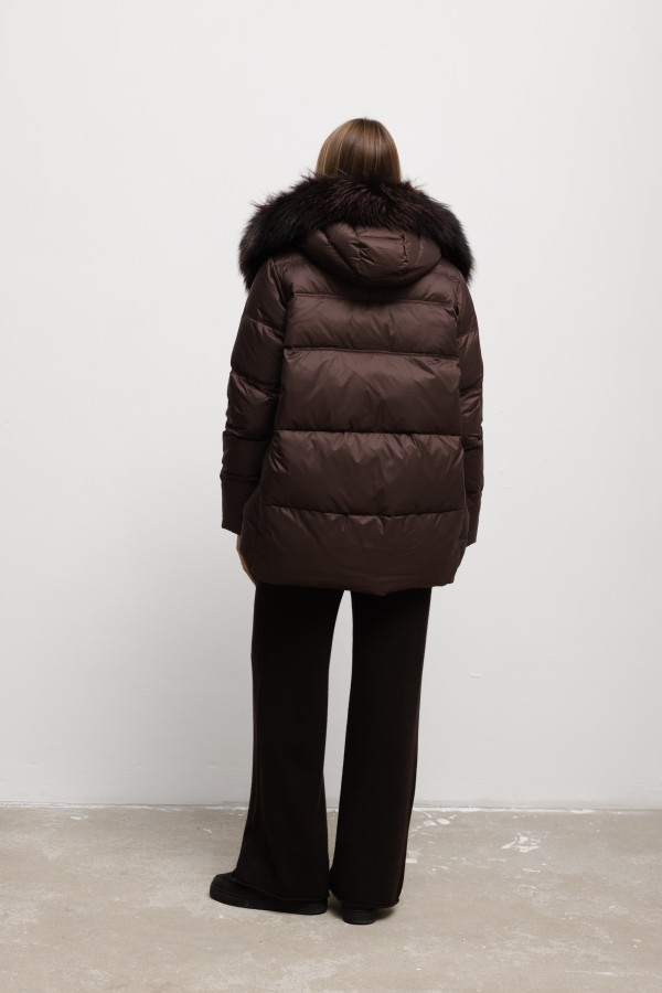 6539 Kurtka Puchowa Brąz