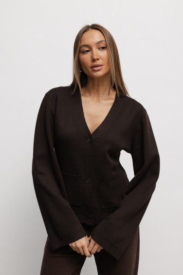 Tobias Knit Cardigan Brown