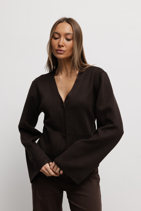 Tobias Kardigan Dzianinowy Brąz