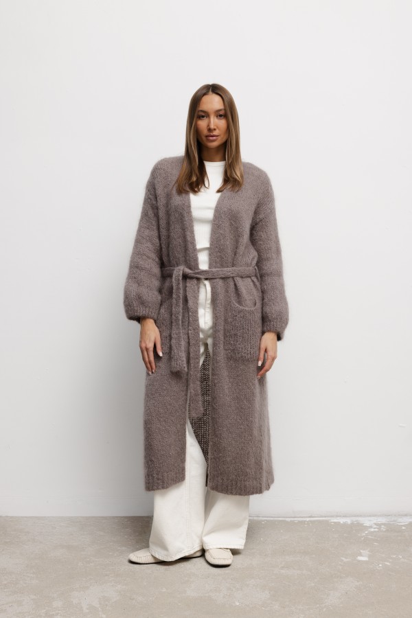 Luca Long Mohair Cardigan Taupe