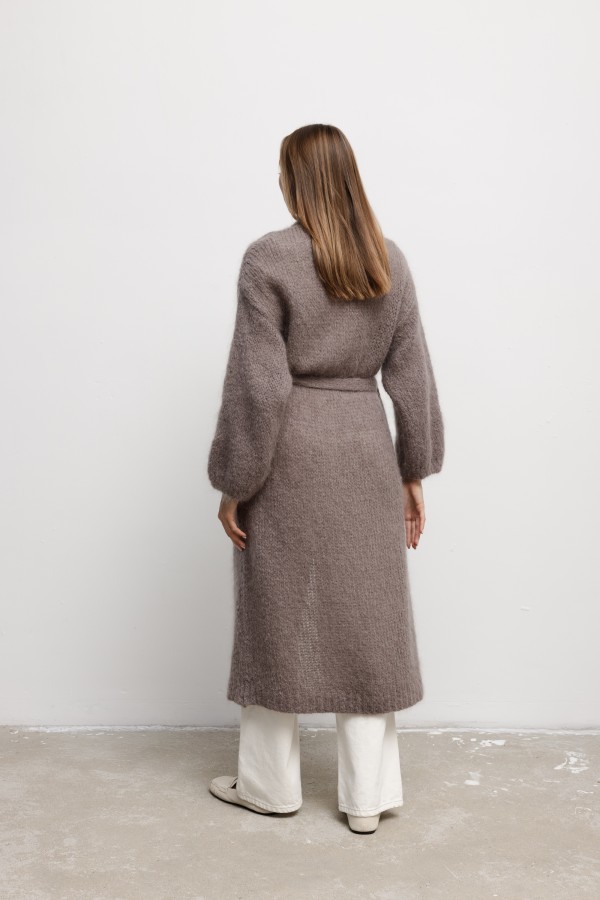 Luca Long Mohair Cardigan Taupe