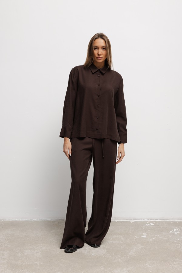 Nelly Wide-Leg Trousers Brown
