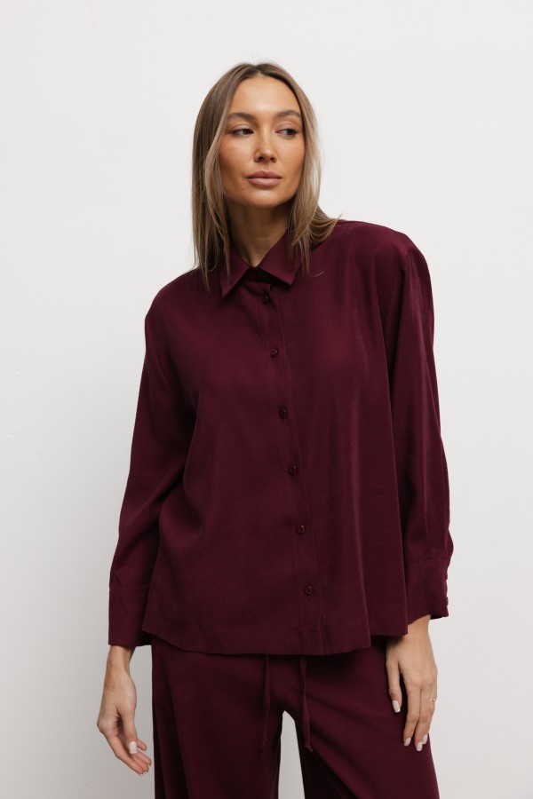 Nelly Wide-Leg Trousers Burgundy