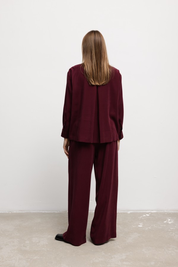 Nelly Wide-Leg Trousers Burgundy