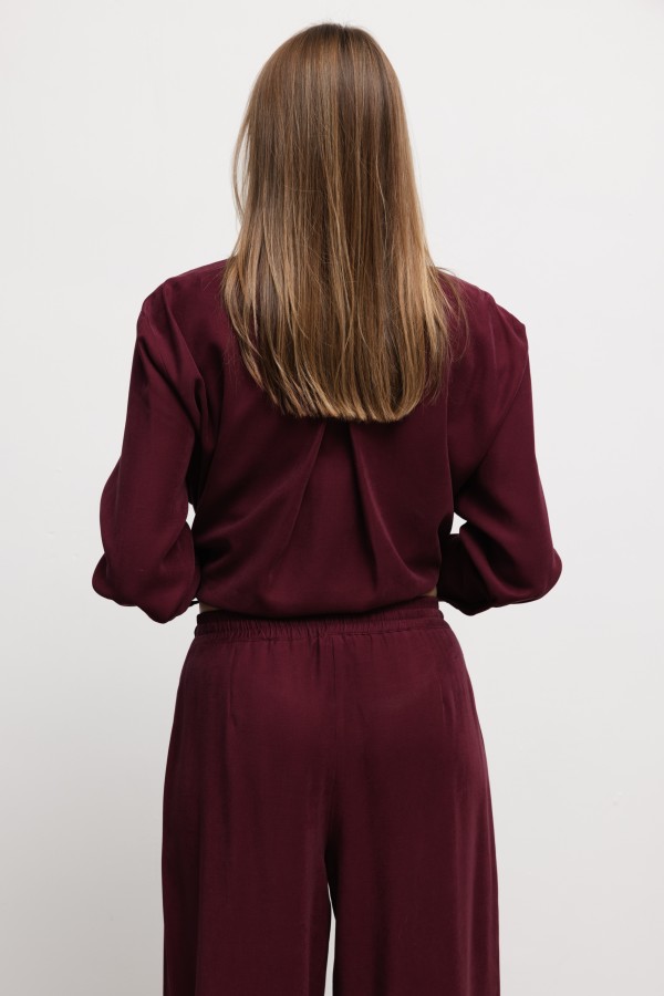 Nelly Wide-Leg Trousers Burgundy