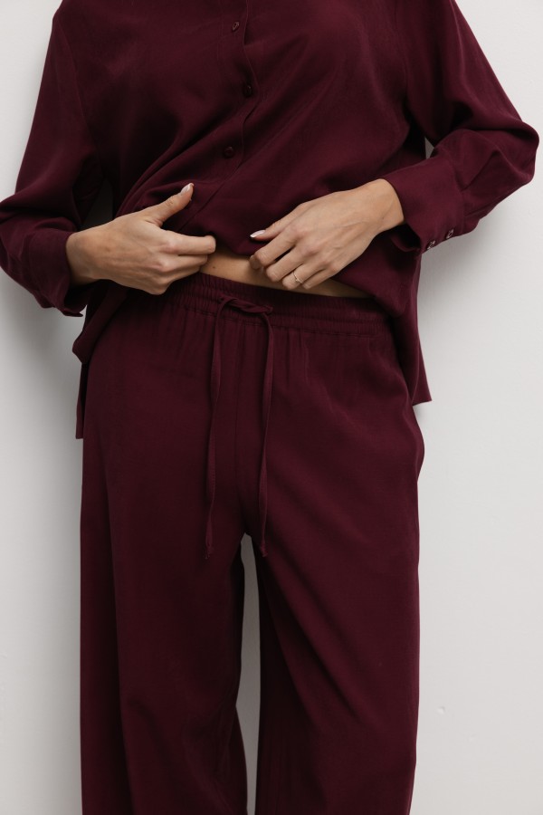 Nelly Wide-Leg Trousers Burgundy