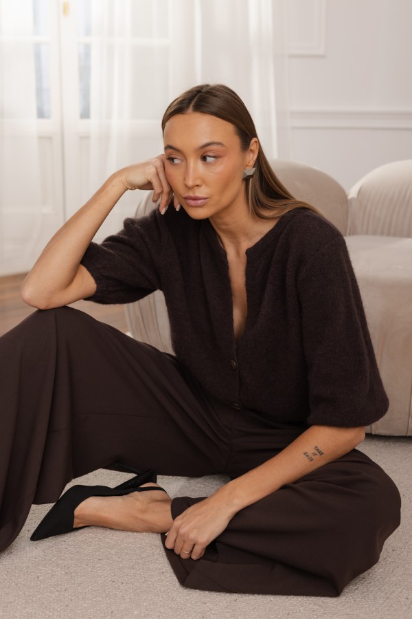 Cody Alpaca Buttoned Cardigan Brown