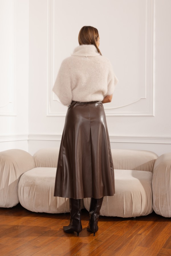Viola eco leather midi skirt brown | Butik Lorenzo