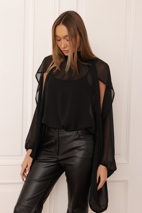 Aurora Tie Blouse Black