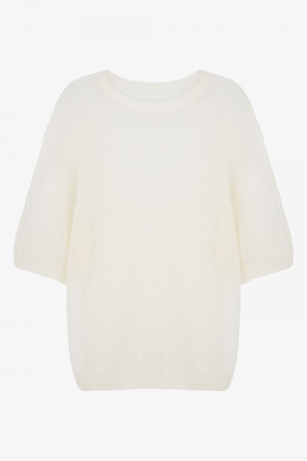 Ross Cienki Sweter Moherowy Ecru