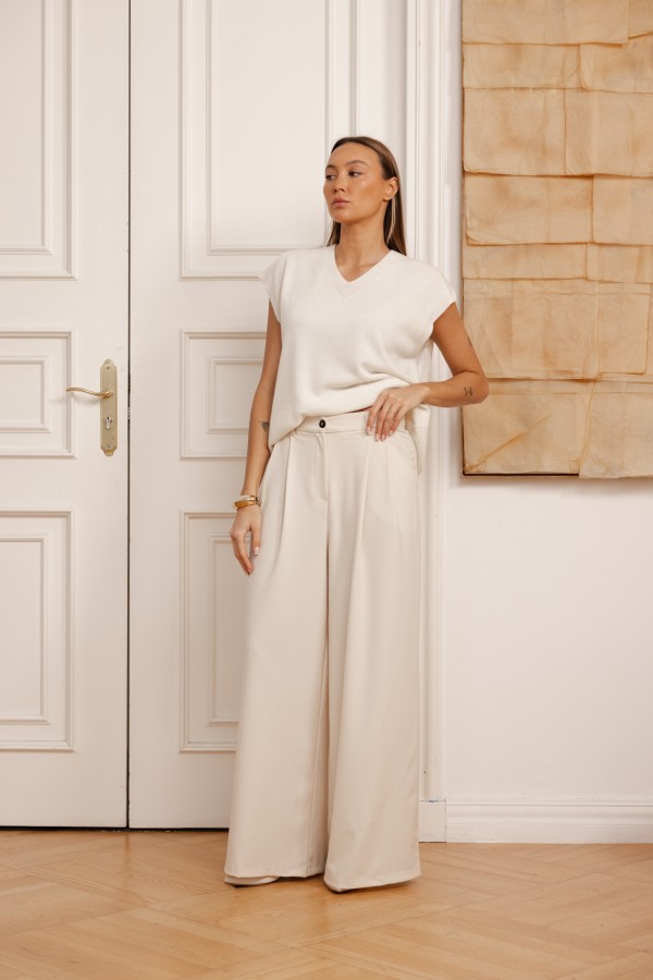Lumi Wool-Cashmere Vest Ecru