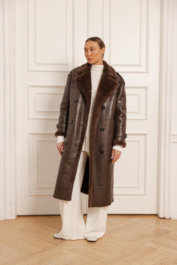 Brown eco-leather coat Morris, Italian | Butik Lorenzo