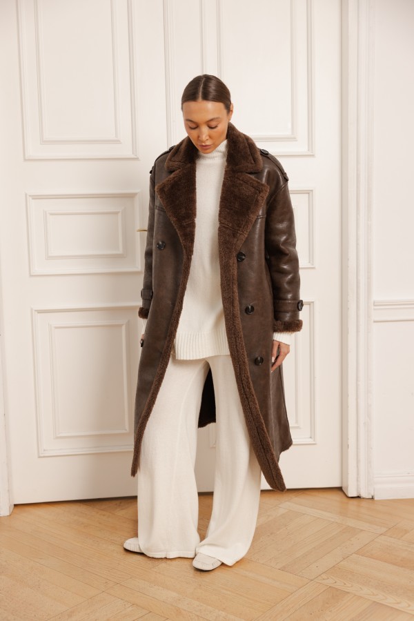 Morris Eco-Leather Coat Brown