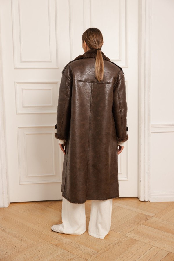 Morris Eco-Leather Coat Brown