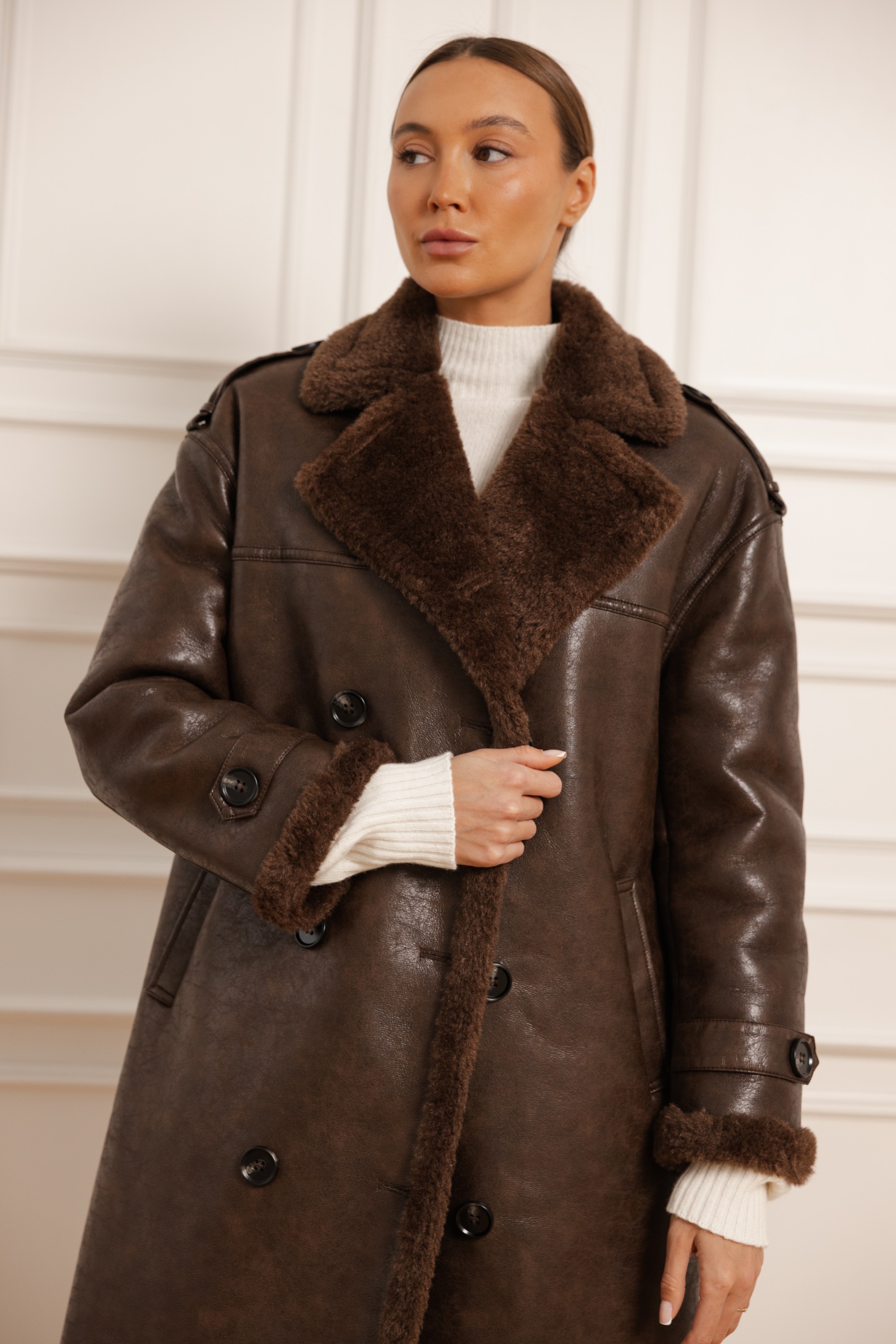 Brown eco-leather coat Morris, Italian | Butik Lorenzo