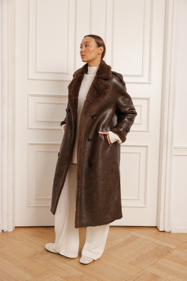Morris Eco-Leather Coat Brown