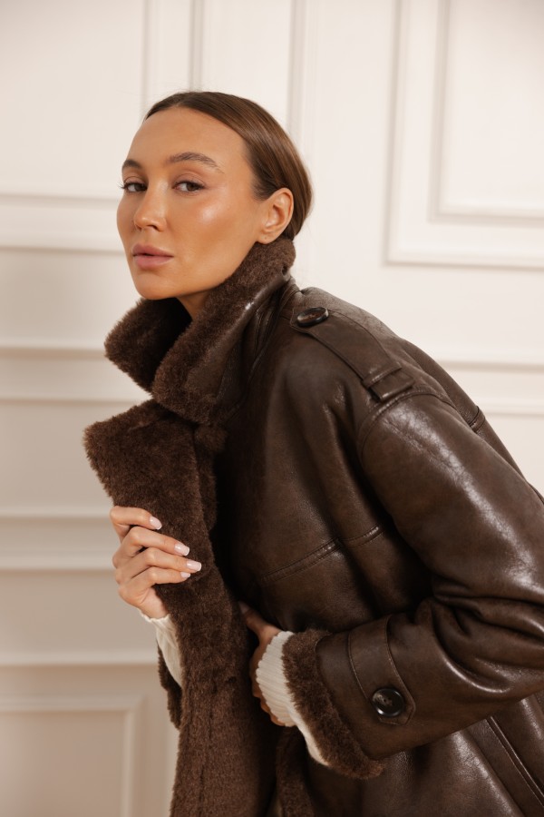 Morris Eco-Leather Coat Brown
