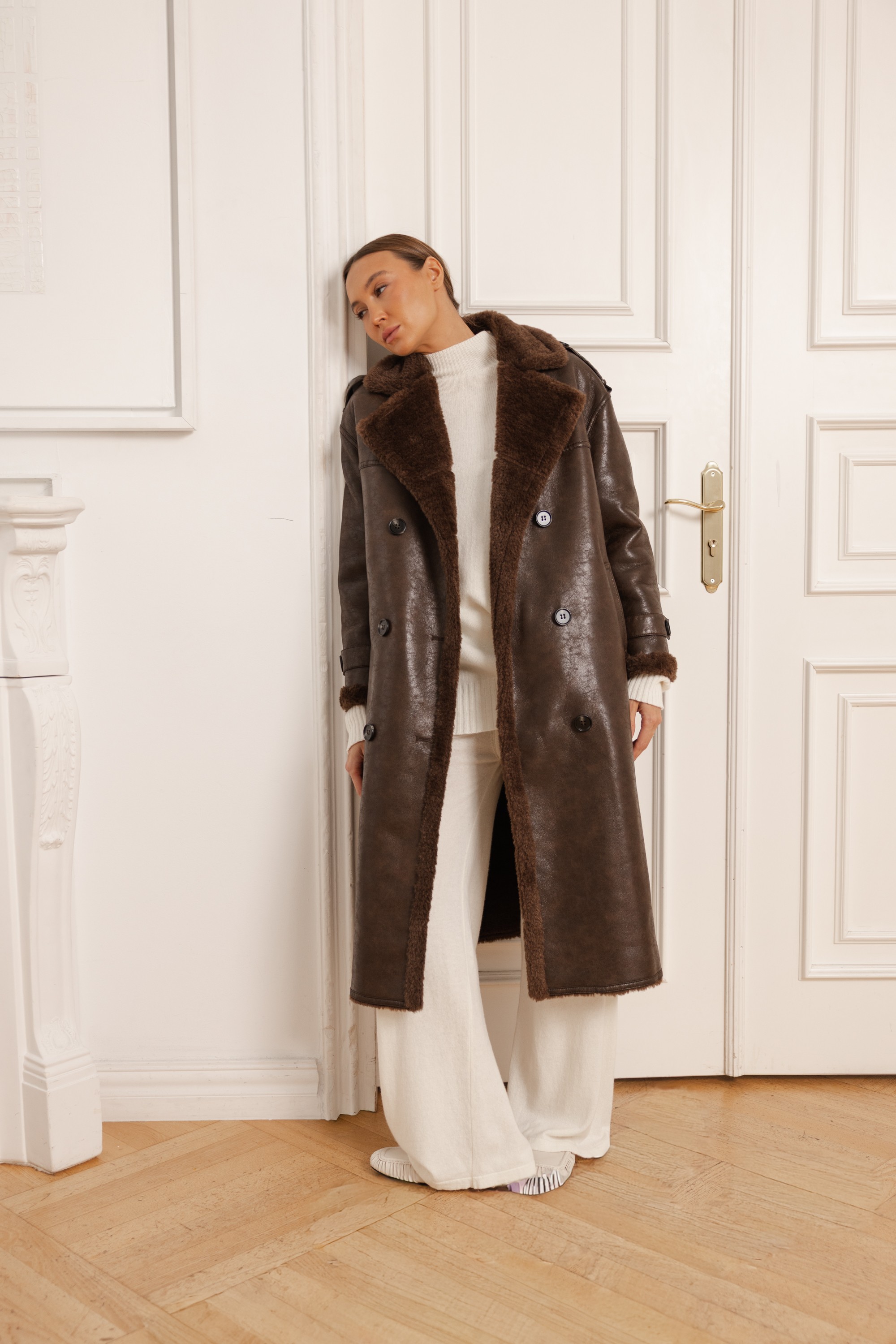 Brown eco-leather coat Morris, Italian | Butik Lorenzo