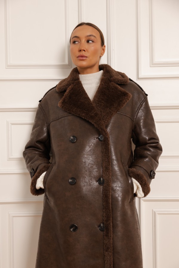 Morris Eco-Leather Coat Brown