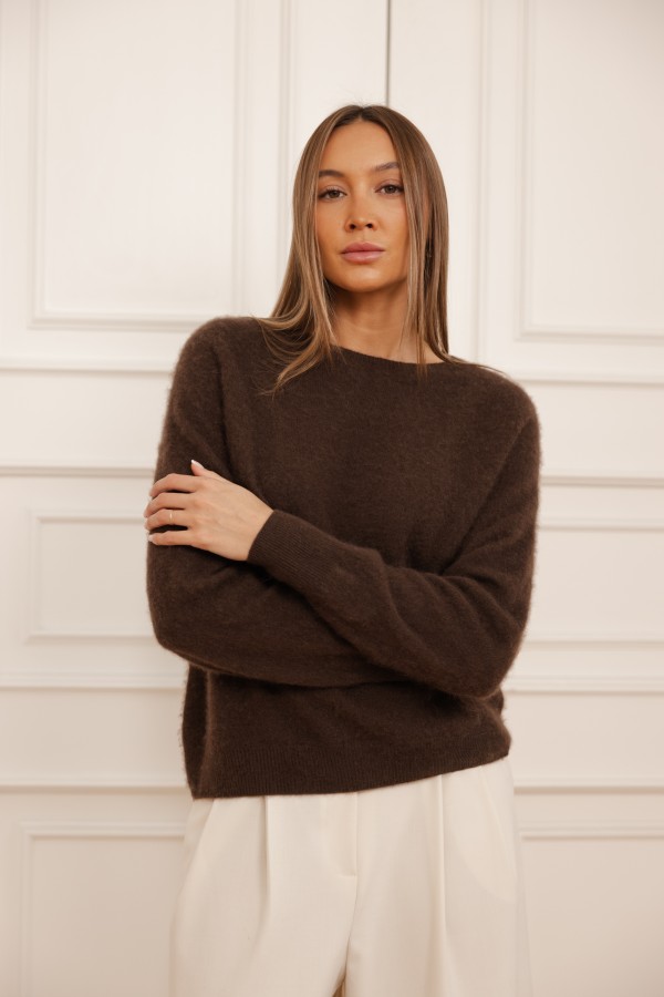 Evan 100% Wool Sweater Brown