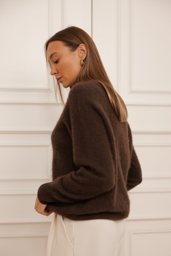Evan 100% Wool Sweater Brown