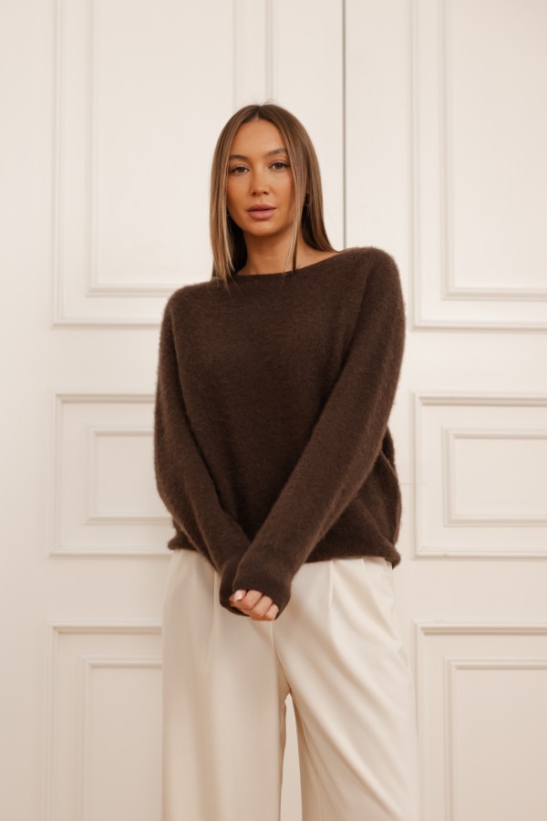 Evan 100% Wool Sweater Brown