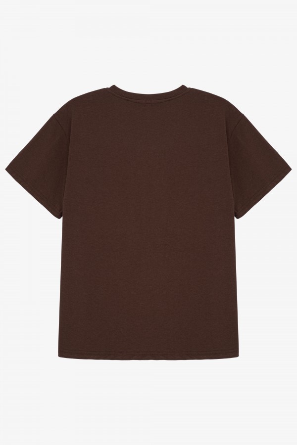 Bonsoir T-shirt Z Nadrukiem Brązowy