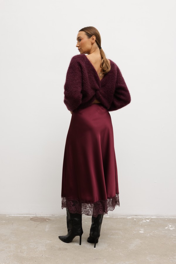 Elias Sweter Moherowy Bordowy