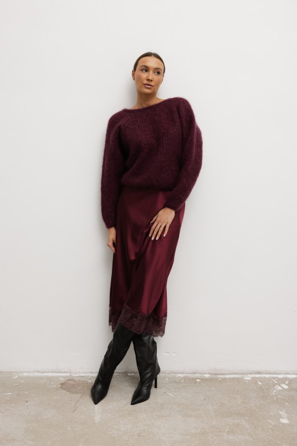 Elias Sweter Moherowy Bordowy