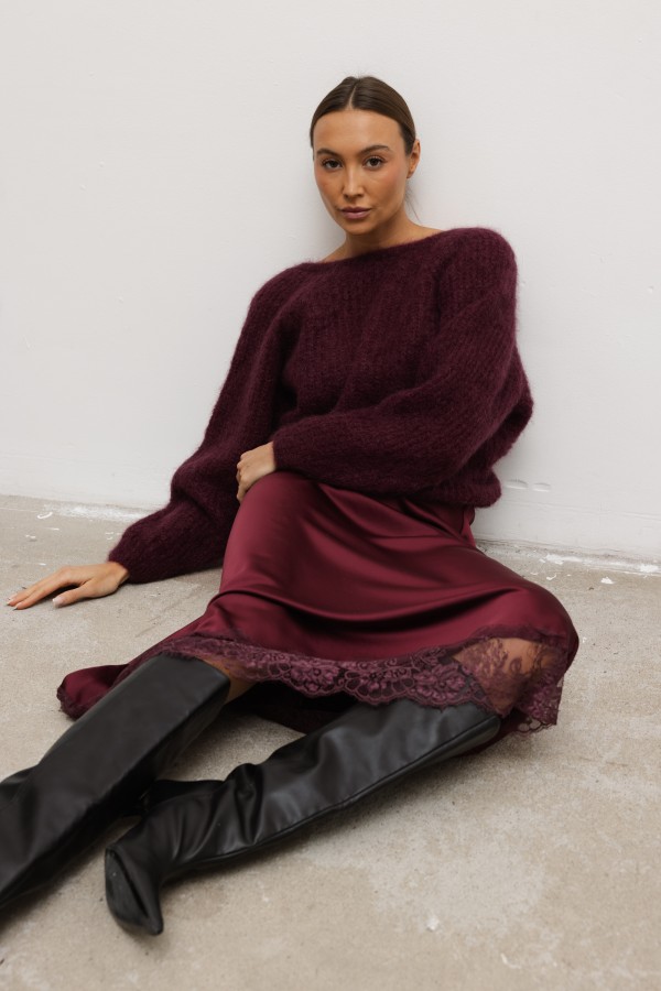 Elias Sweter Moherowy Bordowy