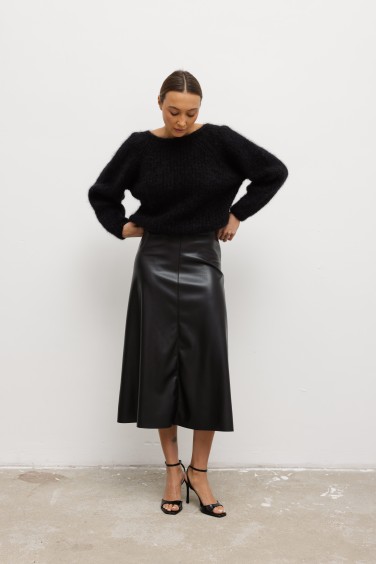 Viola Faux Leather Skirt Black