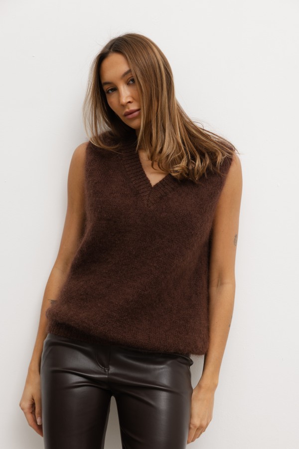 Joey Mohair Vest Brown