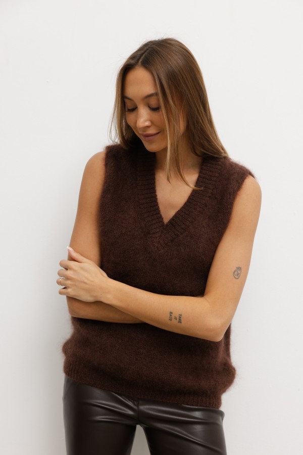 Joey Kamizelka Moherowa Brązowa
